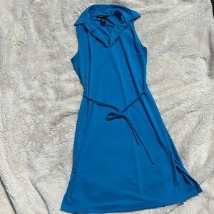 Express Blue Collared Sleeveless Dress – Size 5/6 | Tie Waist | Office Chic |